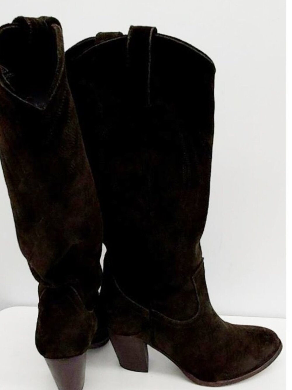 $349 Frye Stitch Detail Ilana Butter Soft Suede Pull On Western Boots Cowboy 8.5 - Picture 5 of 6